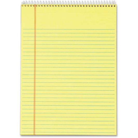 TOPS Docket Perforated Wirebound Legal Pads - Letter - 70 Sheets - Wire Bound - 0.34" Ruled - 16 lb Basis Weight - Letter - 8 1/2" x 11" - 11" x 8.5" - Canary Paper - Perforated, Hard Cover, Spiral Lo