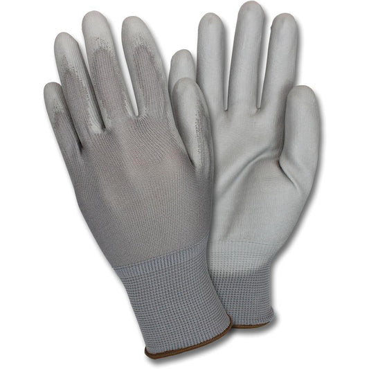 Safety Zone Poly Coated Knit Gloves - Polyurethane Coating - X-Large Size - Gray - Flexible, Comfortable, Breathable, Lightweight, Knitted - For Industrial, Maintenance, Transportation, Warehouse, Con