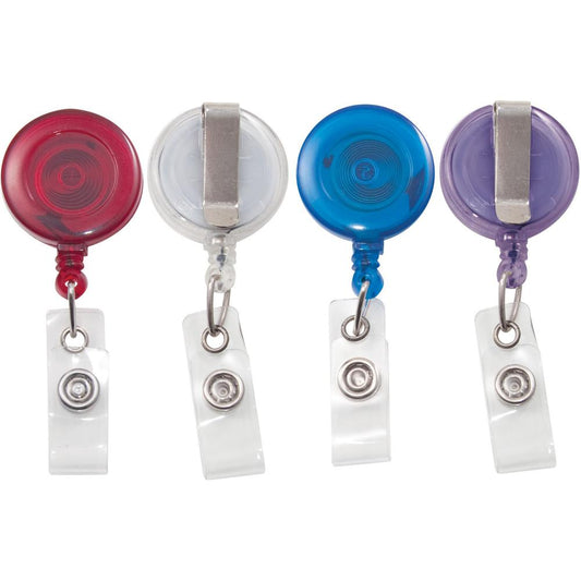 Advantus ID Card Retractable Reel - 0.3" x 1.3" x 0.6" - 20 / Pack - Assorted