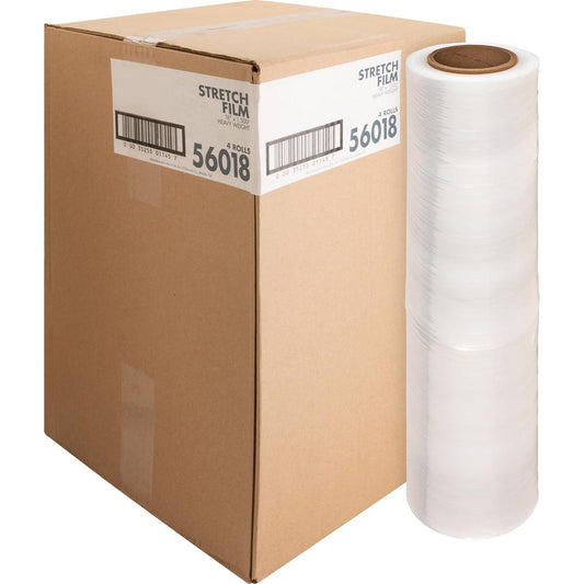 Sparco Stretch Wrap Film - 18" Width x 1500 ft Length - 4 Wrap(s) - Heavyweight - Clear - 4 / Carton