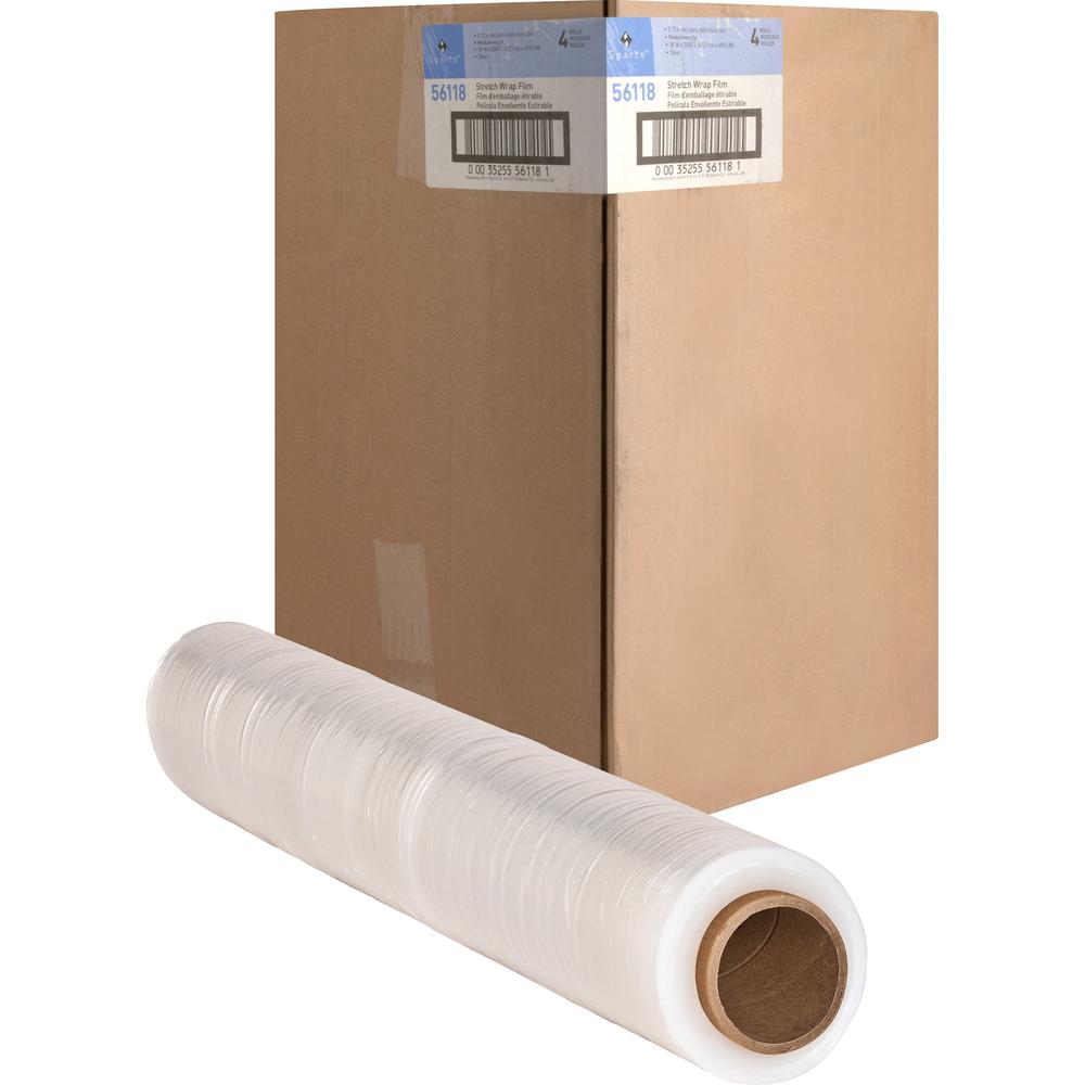 Sparco Medium Weight Stretch Wrap Film - 18" Width x 2000 ft Length - 4 Wrap(s) - Mediumweight - Clear - 4 / Carton