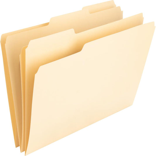 Nature Saver 1/3 Tab Cut Letter Recycled Top Tab File Folder - 8 1/2" x 11" - 3/4" Expansion - Top Tab Location - Assorted Position Tab Position - Manila - Manila - 100% Recycled - 100 / Box