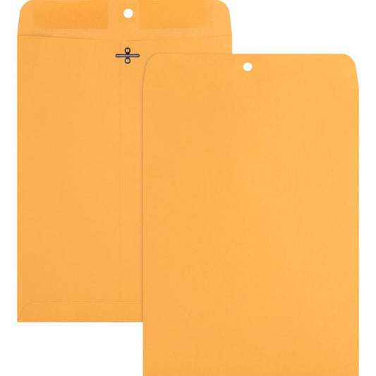 Nature Saver Recycled Clasp Envelopes - Clasp - #90 - 9" Width x 12" Length - 28 lb - Clasp - Kraft - 100 / Box - Yellow