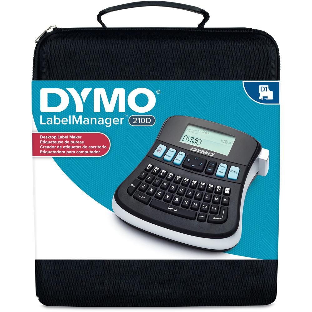 Dymo LabelManager 210D Kit - Thermal Transfer - 180 dpi - Label, Tape0.35" , 0.47" - Battery, Power Adapter - 6 Batteries Supported - AA - Battery Included - Black - PC - Print Preview, Auto Power Off