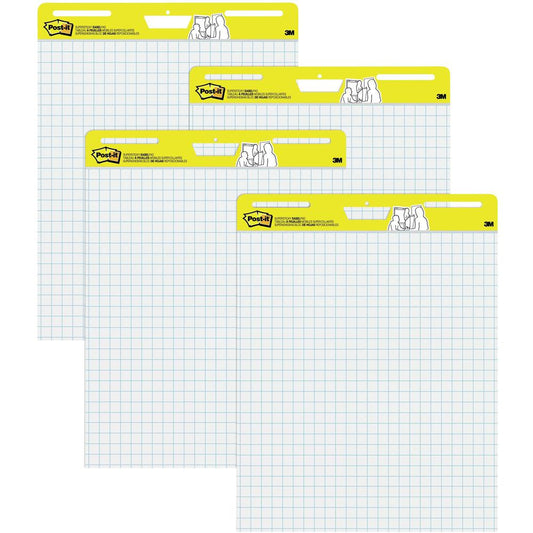 Post-it&reg; Self-Stick Easel Pad Value Pack with Faint Grid - 30 Sheets - Stapled - Feint - Blue Margin - 18.50 lb Basis Weight - 25" x 30" - White Paper - Self-adhesive, Bleed-free, Perforated, Repo