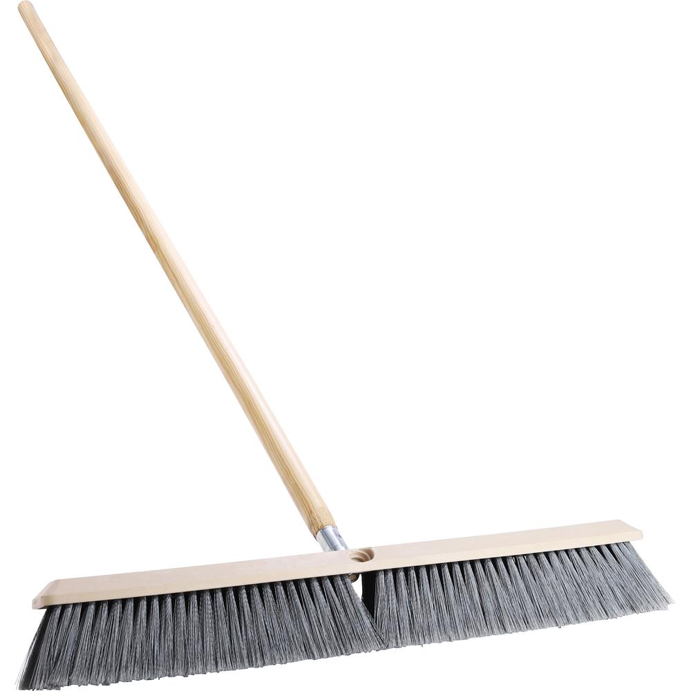 Genuine Joe Heavy-duty Floor Sweep with Handle - 24" Polypropylene Bristle - 60" Handle Length - 1.25" Handle Diameter - Hardwood Handle - 1 Each