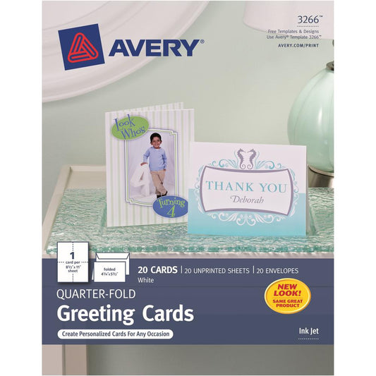 Avery&reg; Greeting Cards - 97 Brightness - 4 1/4" x 5 1/2" - Matte - 20 / Pack - Heavyweight - White