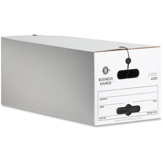 Business Source Light Duty Letter Size Storage Box - External Dimensions: 12" Width x 24" Depth x 10"Height - 350 lb - Media Size Supported: Letter - Light Duty - Stackable - White - For File - Recycl