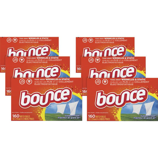 Bounce Dryer Sheets - Sheet - Outdoor Fresh Scent - 160 / Box - 960 / Carton - Orange