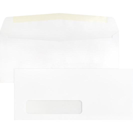 Business Source Economical No. 10 Window Envelope - Single Window - #10 - 9 1/2" Width x 4 1/8" Length - 24 lb - 500 / Box - White