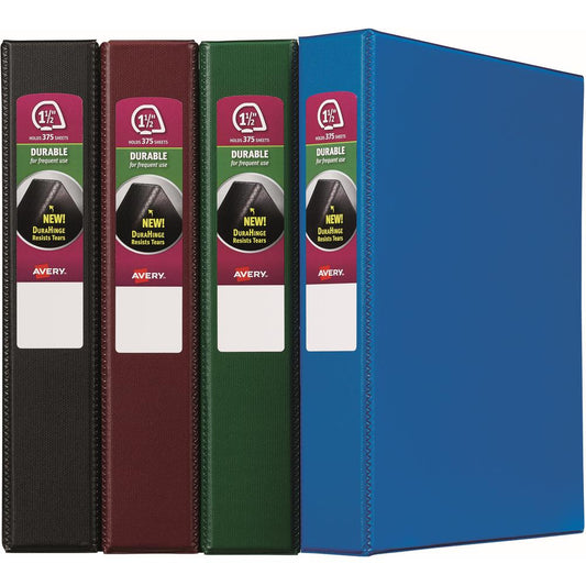 Avery&reg; Durable Binder - Letter - 8.5" x 11" - 375 Sheet - 1.5" Capacity - 12 / Carton - Blue, Black, Green, Burgundy