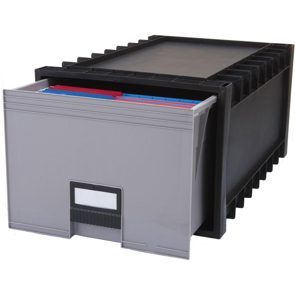 Storex Archive Files Storage Box - External Dimensions: 15.1" Width x 24.3" Depth x 11.4"Height - Media Size Supported: Letter - Heavy Duty - Stackable - Polypropylene - Black, Gray - For File - Recyc