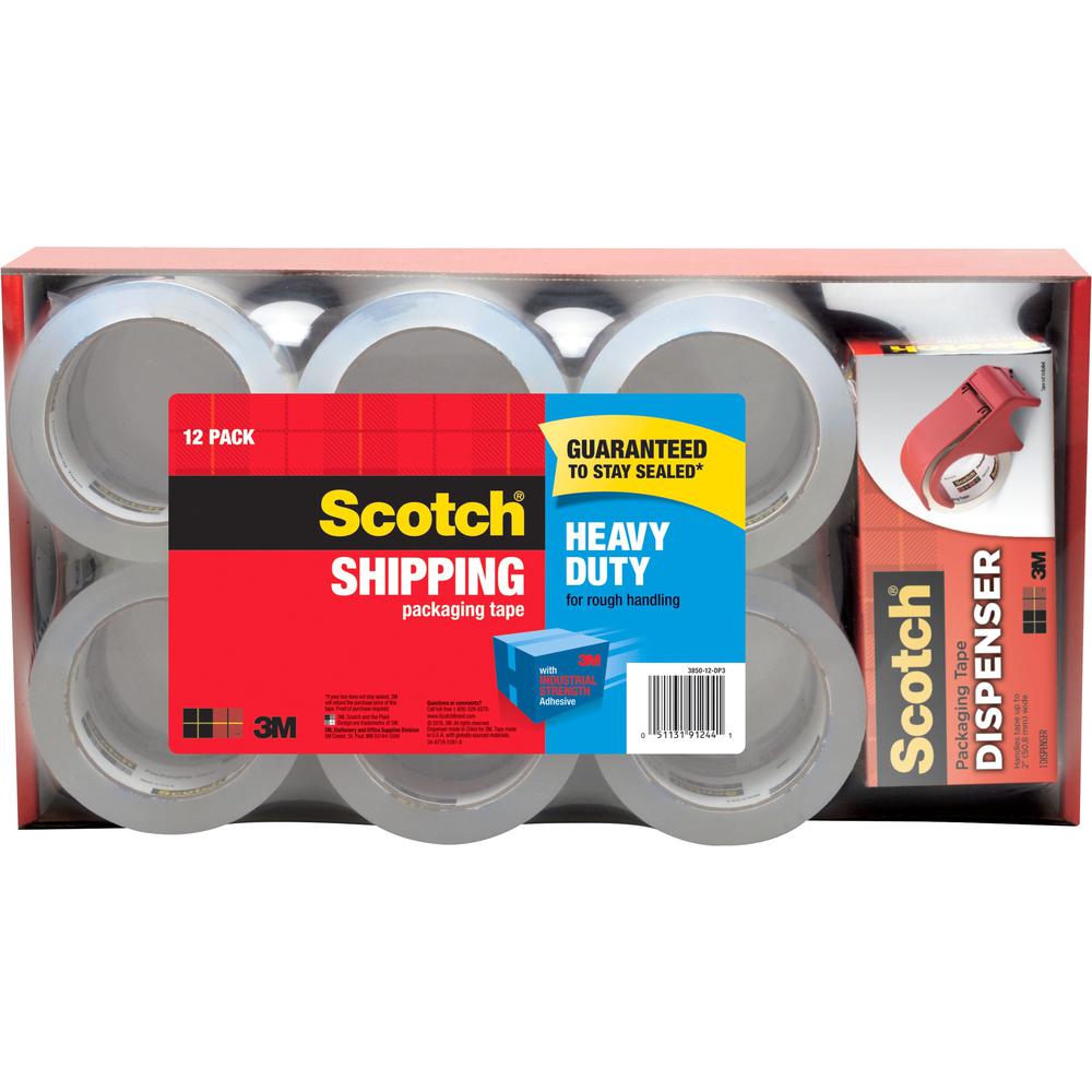 Scotch Heavy-Duty Shipping/Packaging Tape - 54.60 yd Length x 1.88" Width - 3.1 mil Thickness - 3" Core - Synthetic Rubber Resin Backing - Dispenser Included - Handheld Dispenser - Breakage Resistance