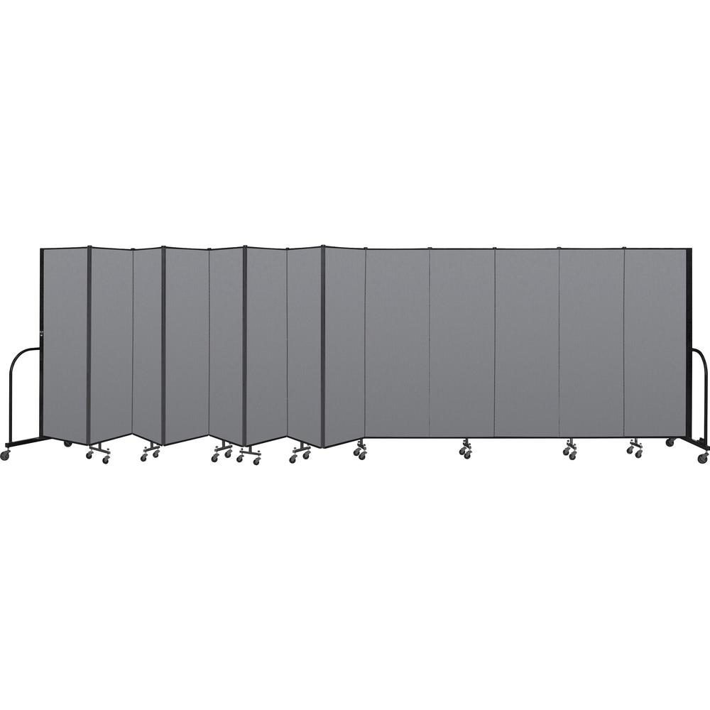 Screenflex Portable Room Dividers - 72" Height x 24.1 ft Length - Black Metal Frame - Polyester - Stone - 1 Each