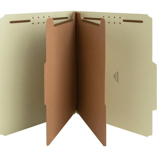 Nature Saver 2/5 Tab Cut Letter Recycled Classification Folder - 8 1/2" x 11" - 2" Expansion - Prong K Style Fastener - 2" Fastener Capacity for Folder, 1" Fastener Capacity for Divider - 2 Divider(s)