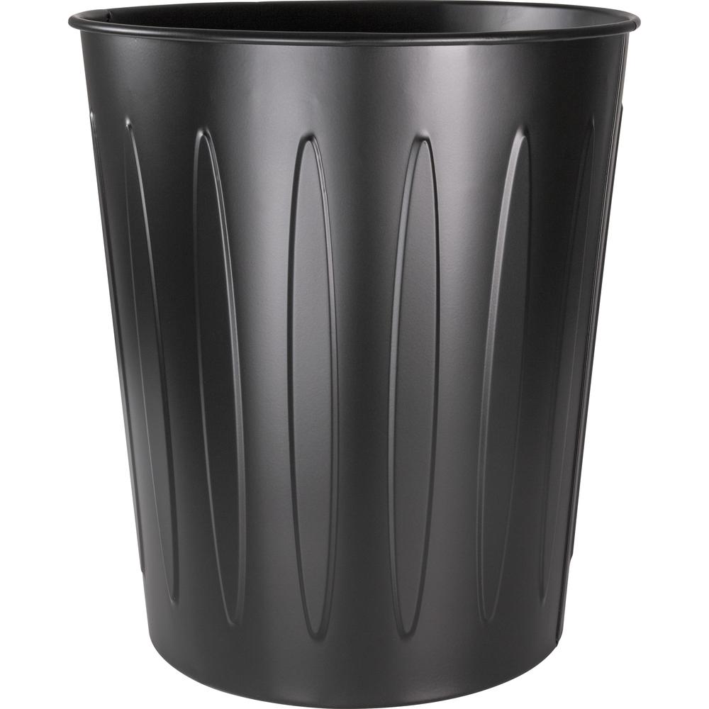 Genuine Joe 6-gallon Fire-safe Trash Can - 6 gal Capacity - Fire-Safe, Sturdy - 14" Height x 13" Diameter - Metal, Steel - Black - 1 Each