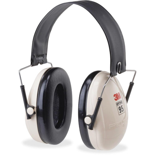 Peltor Optime 95 Folding Earmuffs - Noise, Noise Reduction Rating Protection - Foam, Acrylonitrile Butadiene Styrene (ABS), Plastic, Plastic - Black, White - Foldable, Comfortable, Lightweight, Low Li