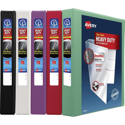 Avery&reg; Heavy-Duty View Binder - 1" Binder Capacity - Letter - 8 1/2" x 11" Sheet Size - 250 Sheet Capacity - Slant Ring Fastener(s) - 4 Pocket(s) - Polypropylene - Orchid, Red, Mint - Recycled - P