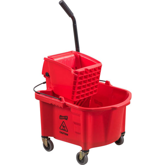 Genuine Joe Splash Shield Mop Bucket/Wringer - 26 quart - Plastic - Red - 1 Each