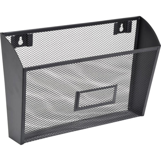 Lorell Black Mesh Wire Wall Pocket - 6.6" Height x 12.6" Width x 4.8" Depth - Black - 1 Each