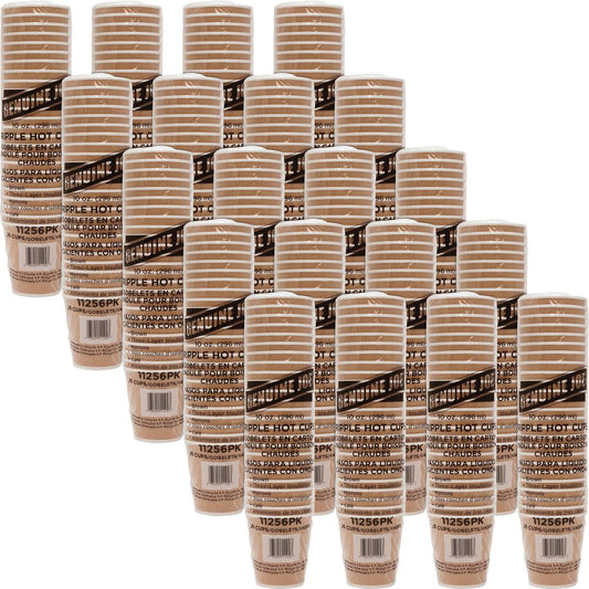 Genuine Joe 10 oz Rippled Hot Cups - 25.0 / Pack - 20 / Carton - Brown - Hot Drink, Beverage