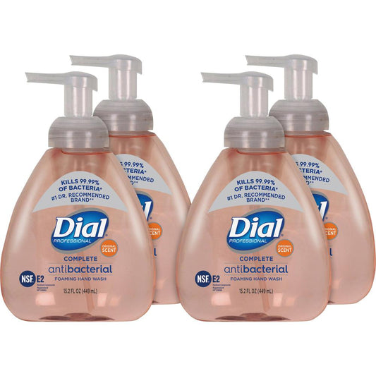 Dial Complete Antibacterial Foaming Hand Wash - Original ScentFor - 15.2 fl oz (449.5 mL) - Pump Bottle Dispenser - Kill Germs - Hand - Antibacterial - Pink - 4 / Carton