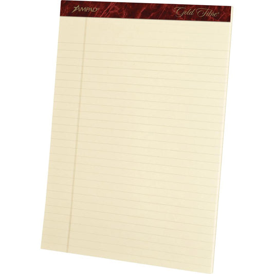 Ampad Gold Fibre Legal Rule Retro Writing Pads - 50 Sheets - Wire Bound - 0.34" Ruled - 20 lb Basis Weight - 8 1/2" x 11 3/4" - Ivory Paper - Micro Perforated, Easy Tear, Chipboard Backing, Heavyweigh