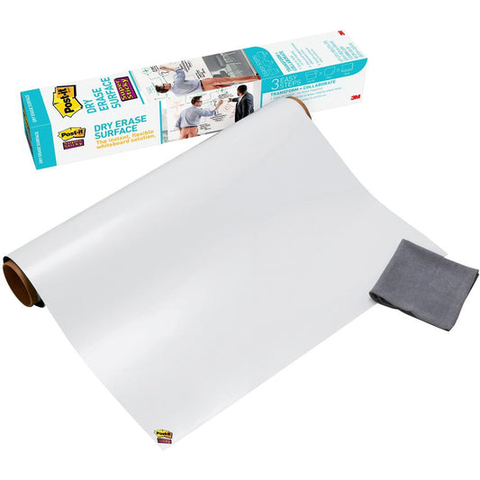 Post-it&reg; Self-Stick Dry-Erase Film Surface - White Surface - 24" (2 ft) Width x 36" (3 ft) Length - White Film - Rectangle - Flexible, Stain Resistant, Self-stick - 1 / Pack