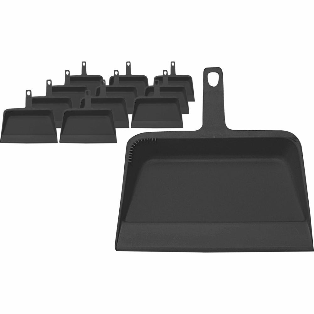 Genuine Joe Heavy-duty Plastic Dust Pan - 12" Wide - Plastic - Black - 12 / Carton