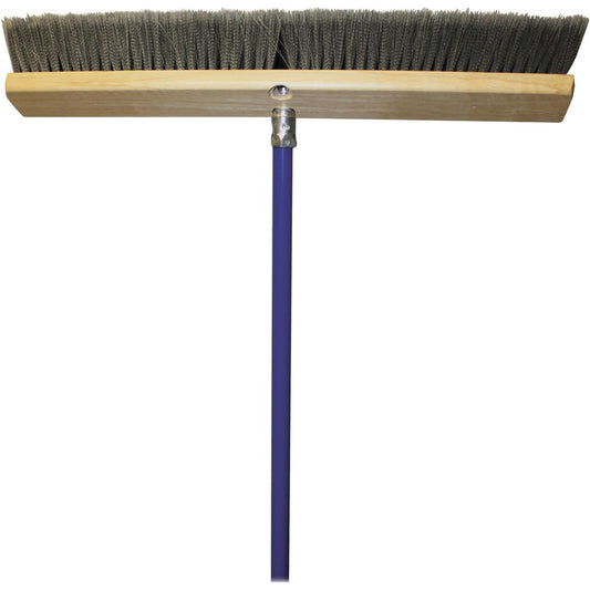 Genuine Joe All-Purpose Sweeper - Polypropylene Bristle - 24" Handle Width - 60" Handle Length - Metal Handle - 1 Each - Gray