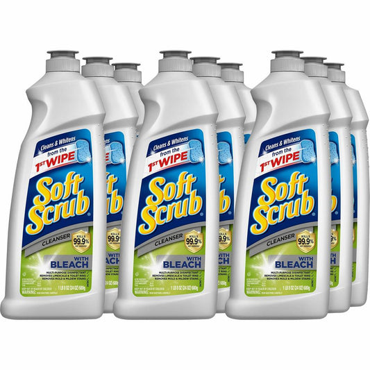 Dial Professional Soft Scrub with Bleach Cleanser - For Sink, Shower, Bathtub, Countertop, Stove Top, Toilet - 24 oz (1.50 lb) - Lemon ScentBottle - 9 / Carton - Phosphate-free, Anti-bacterial, Disinf