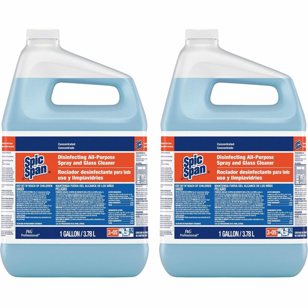 Spic and Span Disinfecting All-Purpose Spray and Glass Cleaner - For Multipurpose - Concentrate - 128 fl oz (4 quart) - 2 / Carton - Streak-free, Disinfectant - Clear Blue