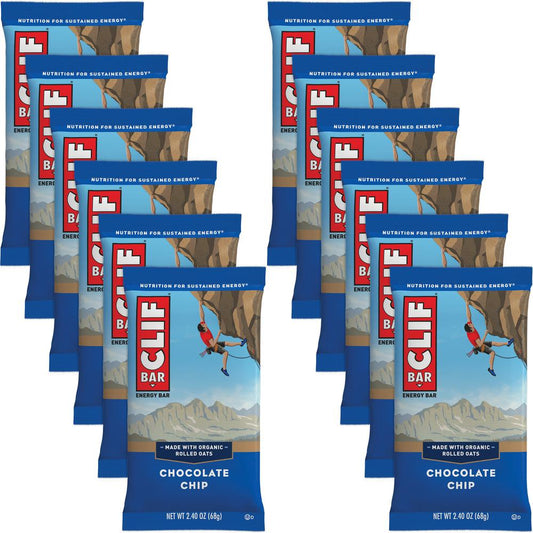 Clif Bar Chocolate Chip Energy Bar - Individually Wrapped - Chocolate Chip - 2.40 oz - 12 / Box