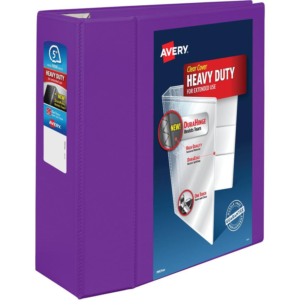 Avery&reg; Heavy-Duty View Purple 5" Binder (79816) - Avery&reg; Heavy-Duty View 3 Ring Binder, 5" One Touch EZD&reg; Rings, 2.3/4.8" Spine, 1 Purple Binder (79816)