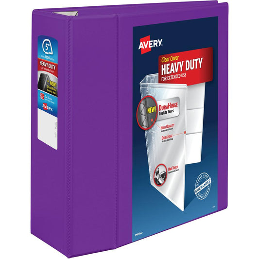 Avery&reg; Heavy-Duty View Purple 5" Binder (79816) - Avery&reg; Heavy-Duty View 3 Ring Binder, 5" One Touch EZD&reg; Rings, 2.3/4.8" Spine, 1 Purple Binder (79816)