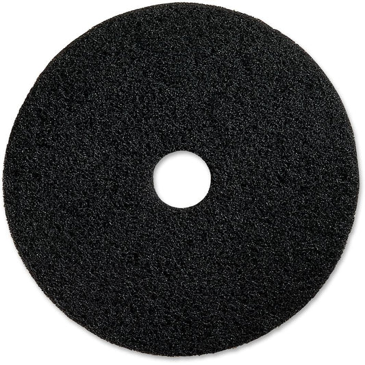 Genuine Joe Black Floor Stripping Pad - 16" Diameter - 5/Carton x 16" Diameter x 1" Thickness - Floor, Stripping - 175 rpm to 350 rpm Speed Supported - Heavy Duty, Dirt Remover, Flexible, Long Lasting