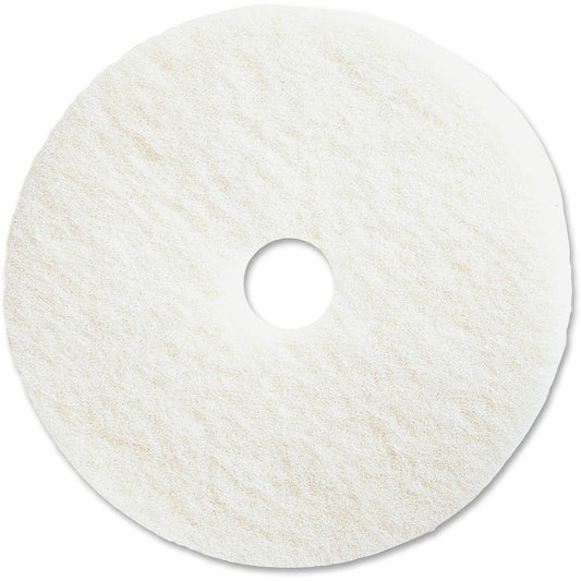 Genuine Joe Polishing Floor Pad - 18" Diameter - 5/Carton x 18" Diameter x 1" Thickness - Floor, Polishing - Resilient, Flexible, Non-abrasive - Resin, Fiber - White