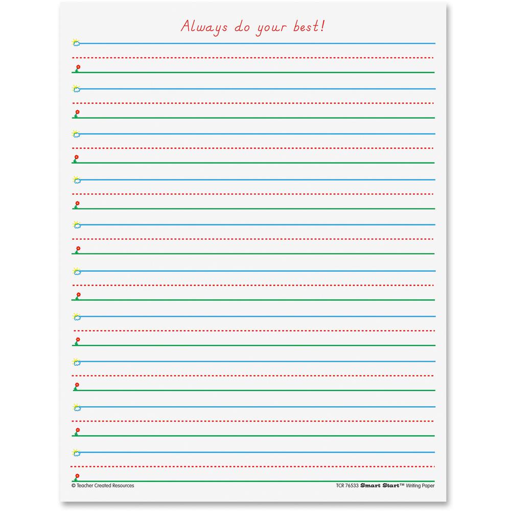 Teacher Created Resources Smart Start 1 - 2 Writing Paper - 0.63" Ruled - Letter - 8 1/2" x 11" - White Paper - 360 / Pack