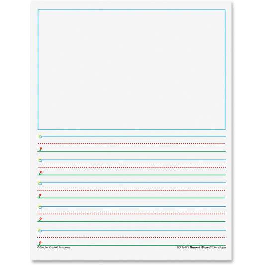 Teacher Created Resources K - 1 5/8" Space Writing Paper - Letter - 0.63" Ruled - 8 1/2" x 11" - White Paper - 360 / Pack