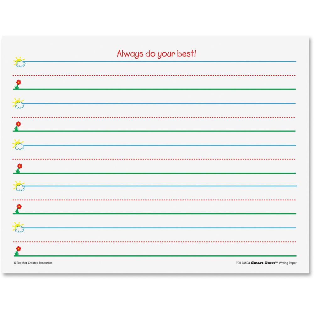 Teacher Created Resources Spacing Writing Paper - 1" Ruled - 8 1/2" x 11" - White Paper - 360 / Pack