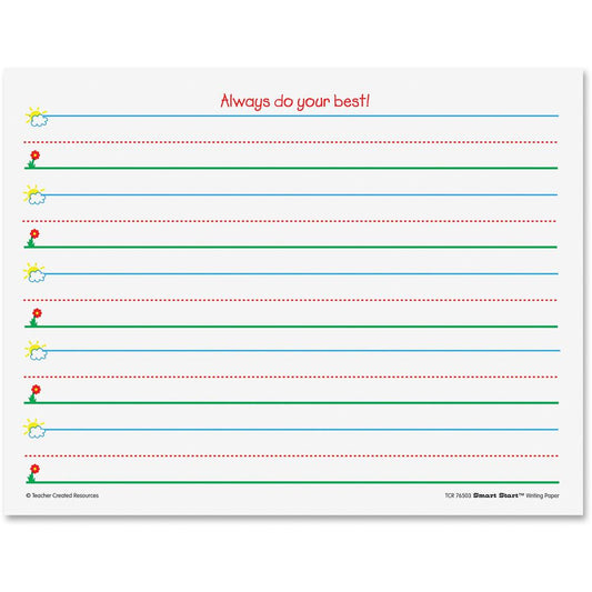 Teacher Created Resources Spacing Writing Paper - 1" Ruled - 8 1/2" x 11" - White Paper - 360 / Pack