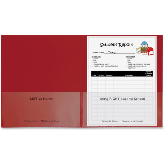 C-Line Classroom Connector Letter Report Cover - 8 1/2" x 11" - 2 Internal Pocket(s) - Red - 25 / Box