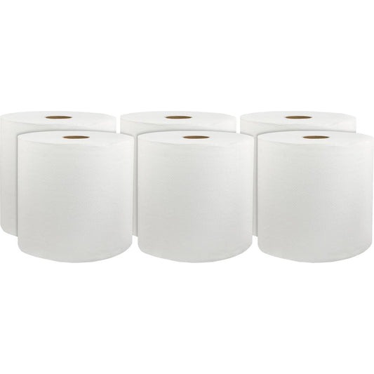 Livi Solaris Paper Hardwound Paper Towels - 1 Ply - 8" x 800 ft - White - Virgin Fiber - Embossed, Absorbent, Durable - For Hand - 6 / Carton