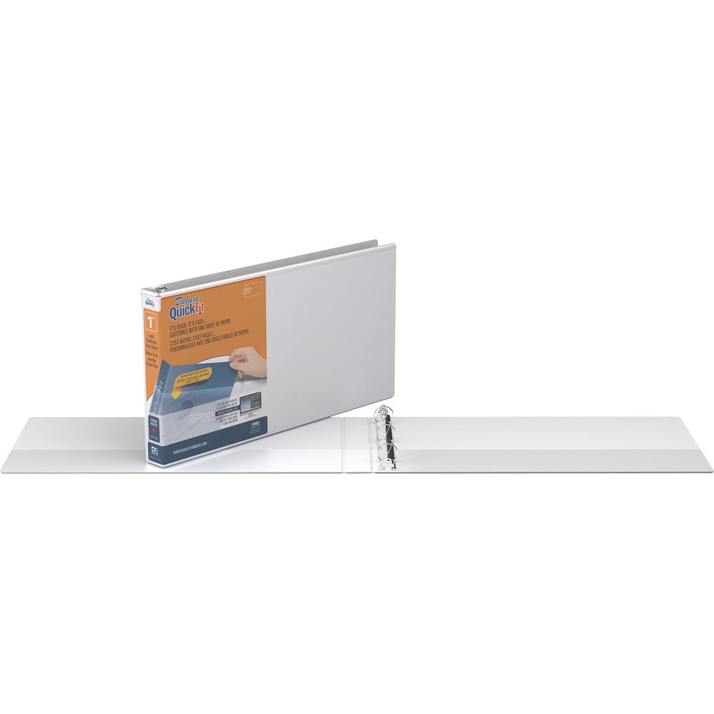 QuickFit Ledger Binder - 1" Binder Capacity - Legal - 8 1/2" x 14" Sheet Size - 200 Sheet Capacity - Round Ring Fastener(s) - 2 Internal Pocket(s) - Polypropylene - White - Recycled - Spine, Ink-trans