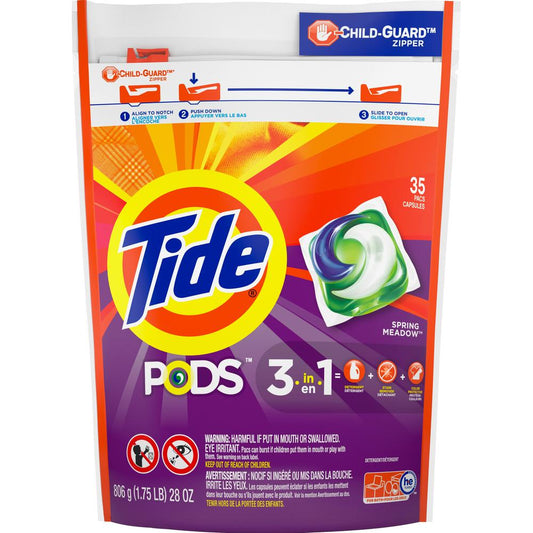 Tide PODS 3-1 Laundry Detergent - Spring Meadow Scent - 35 / Bag - White, Orchid