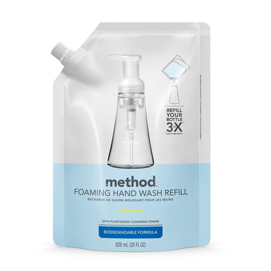 Method Foaming Hand Soap Refill - Sweet Water ScentFor - 28 fl oz (828.1 mL) - Hand - Clear - Triclosan-free - 4 / Carton