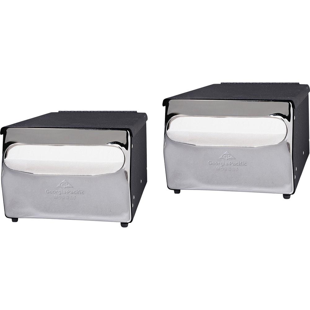 Dixie Countertop Napkin Dispenser - Full Fold Dispenser - 255 x Napkin - 5.9" Height x 7.9" Width x 11.5" Depth - Steel - Black, Chrome - Durable - 6 / Carton