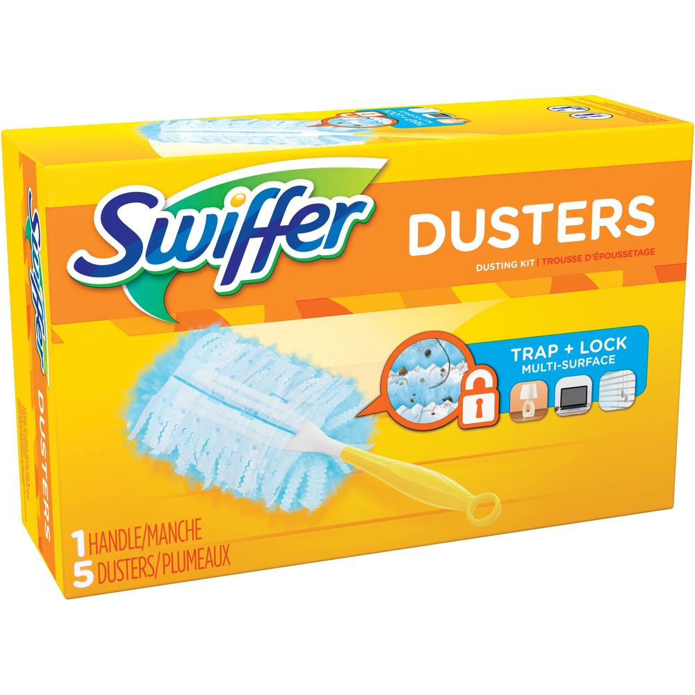 Swiffer Unscented Duster Kit - 5 pieces/Kit - 6 / Carton - Fiber - Blue, Yellow