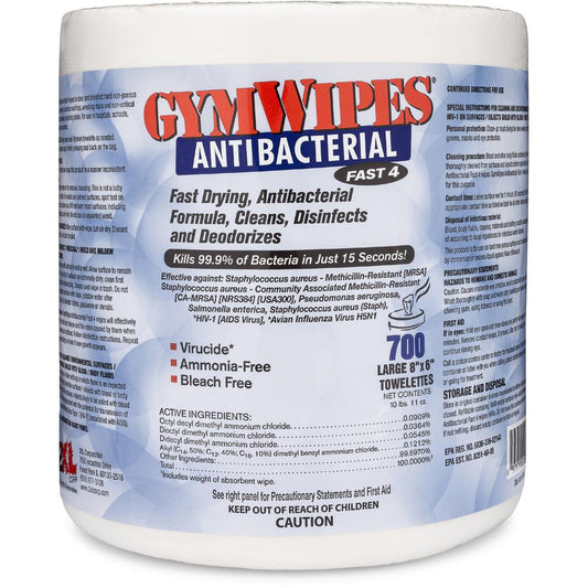 2XL GymWipes Antibacterial Towelettes Bucket Refill - 6" x 8" - White - Alcohol-free, Bleach-free, Disposable, Absorbent, Anti-bacterial, Hygienic, Disinfectant, Phenol-free - For Multi Surface - 700