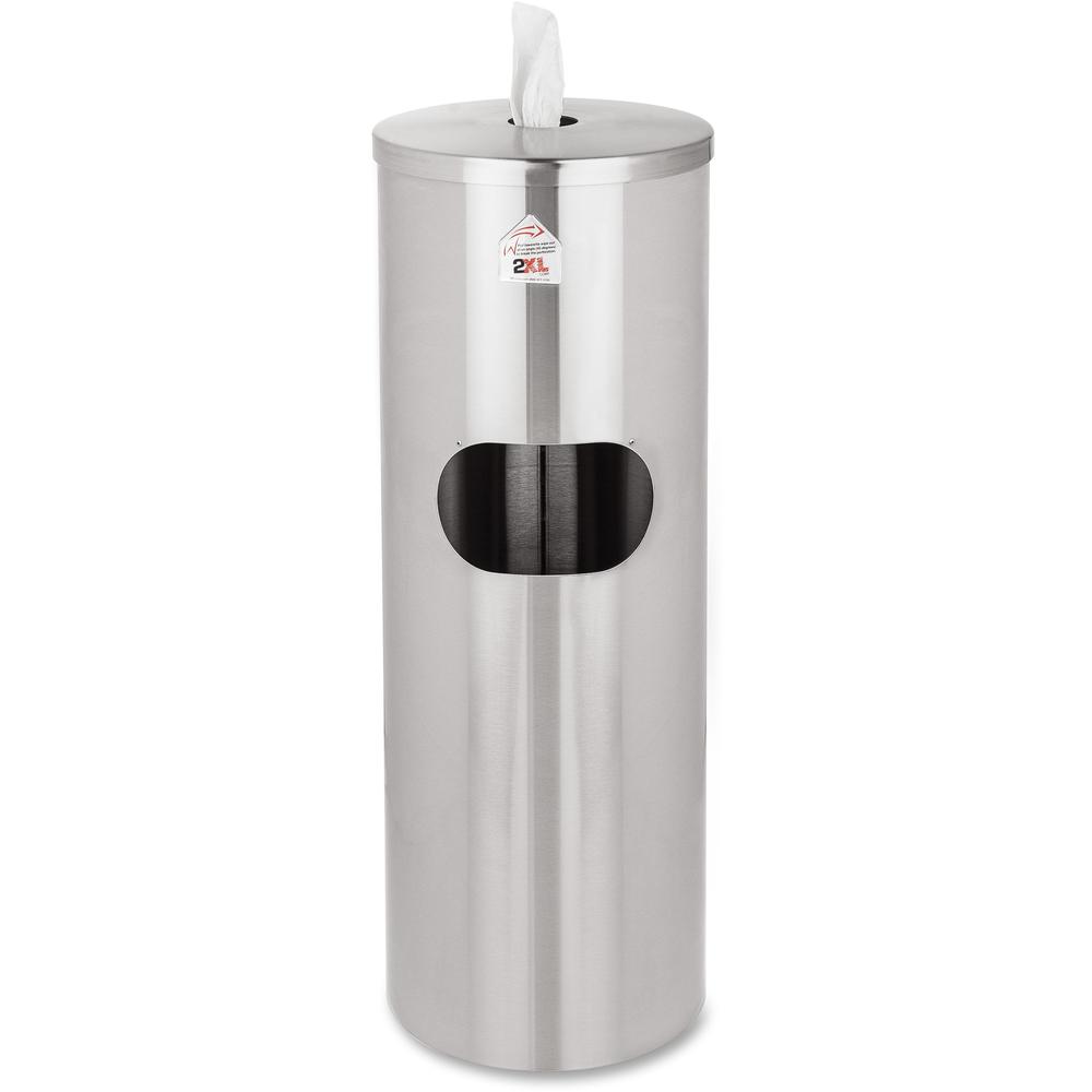 2XL Stainless Steel Stand Wiper Dispenser - 39" Height - Stainless Steel - Stainless Steel - Smudge Resistant - 1 Each